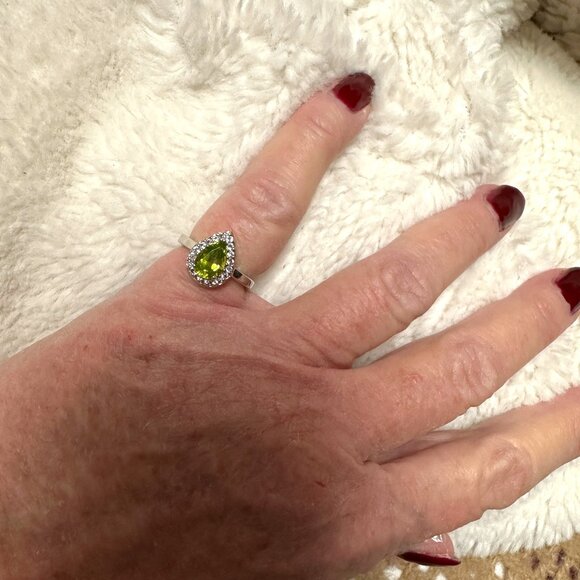 Annabella Peridot & White Topaz Ring 925 Sterling Silver Cert of Authenticity - Picture 11 of 12